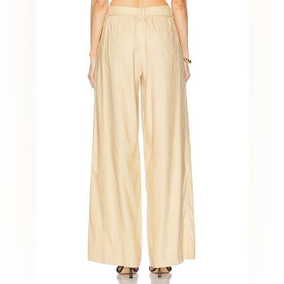 Jonathan Simkhai Amaya Cream Tan Pants Wide Leg Belted Size 0 - Picture 4 of 10